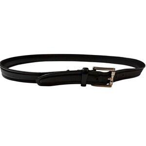 Cole Haan Mens Black Leather Belt – Size 42 Silver Buckle Classic